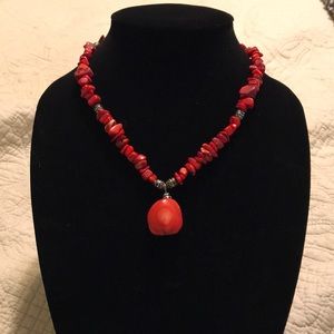 Unique red stone necklace